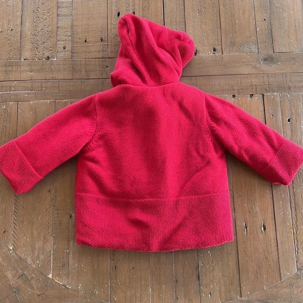 Jacadi red knit cherry lined coat